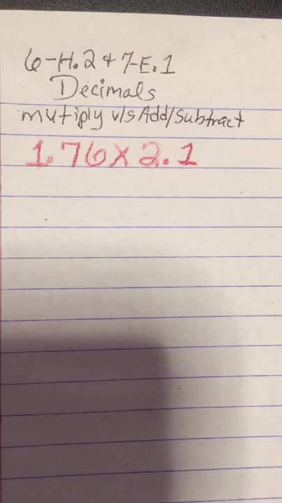 DECIMALS- Multiply v/s Add- VIDEO1of2